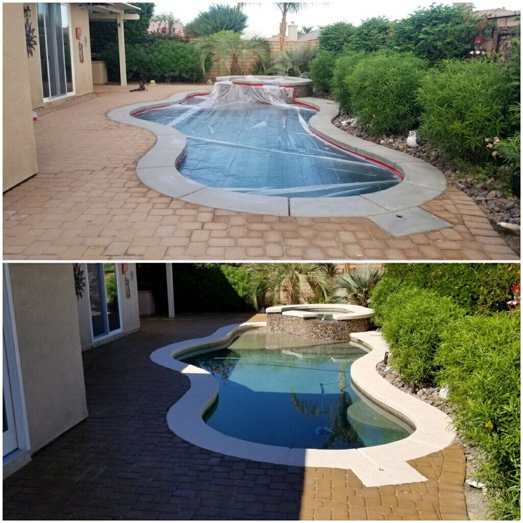 coping coated and clear sealer on paver